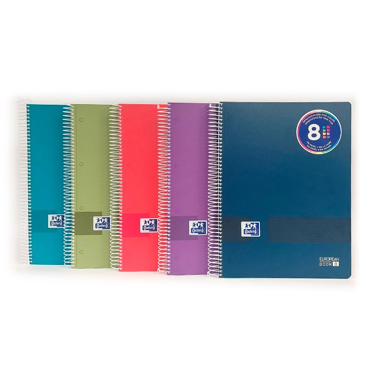 Cuaderno con Espiral Universitario A4 Pelikan Oxford Europeanbook 8 Colores 160 Hojas Cuadriculado Art.L400149423